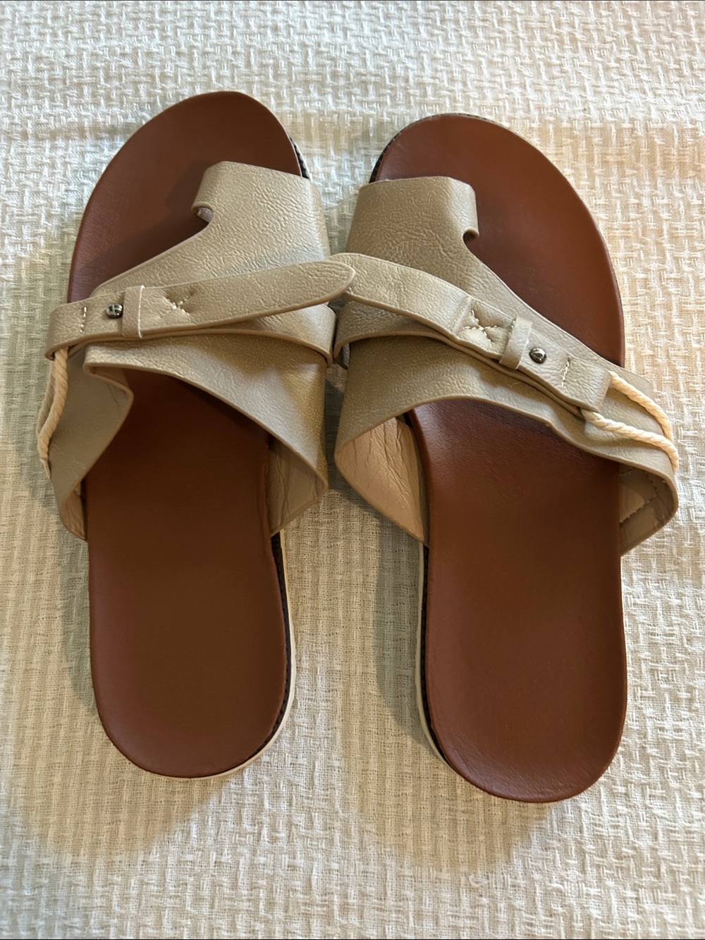 Women's Beige Slide Sandals. NWOT